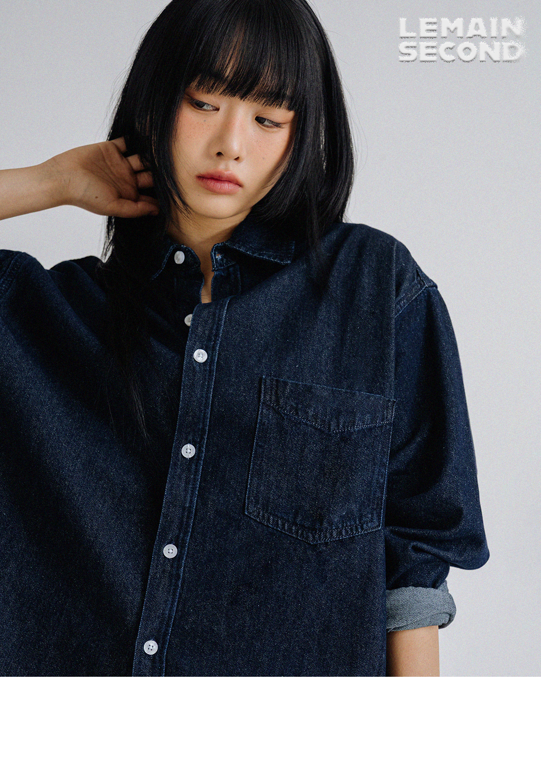 MUSINSA | LEMAIN SECOND City Boy Overfit Washed Denim Shirt