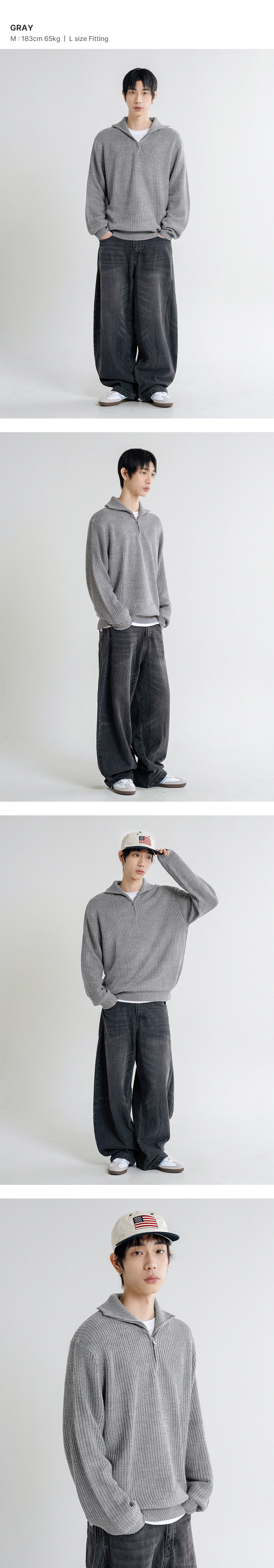 MUSINSA | LEMAIN SECOND Overfit volume washable half zip-up hachi