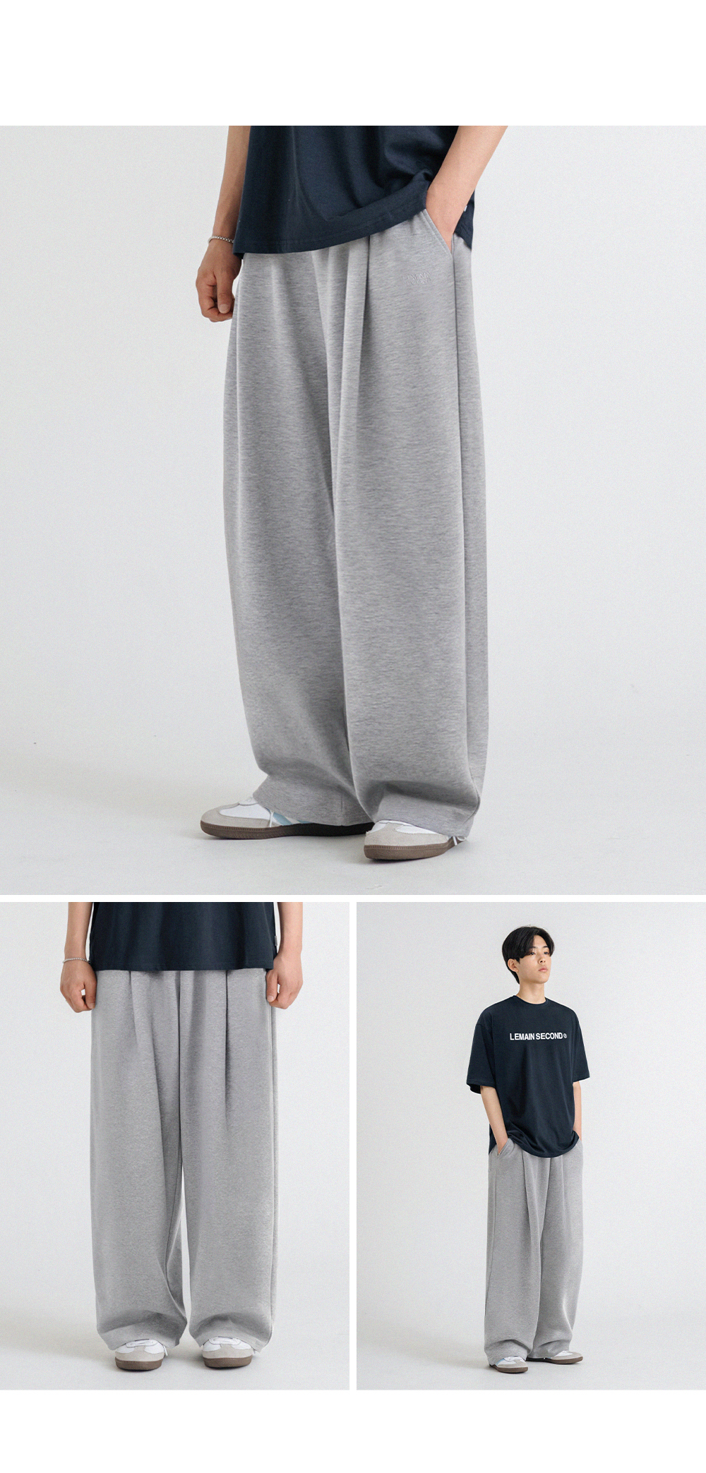 TWO TUCK WIDE SWEAT PANTS-BLACK - LMN3011 | 60% - Asian