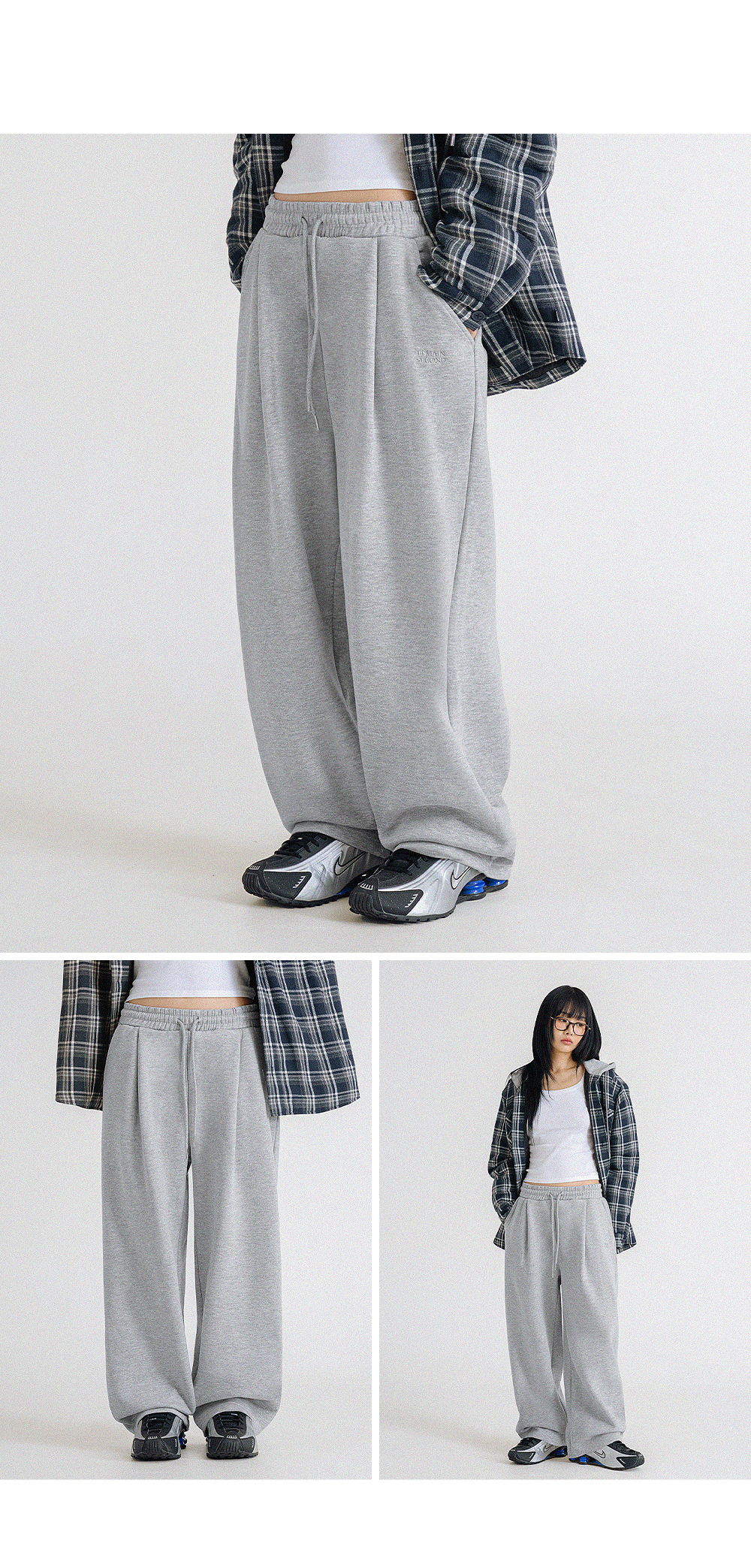 MUSINSA | LEMAIN SECOND [2PACK] ONE-TUCK WIDE SWEAT PANTS - GRAY