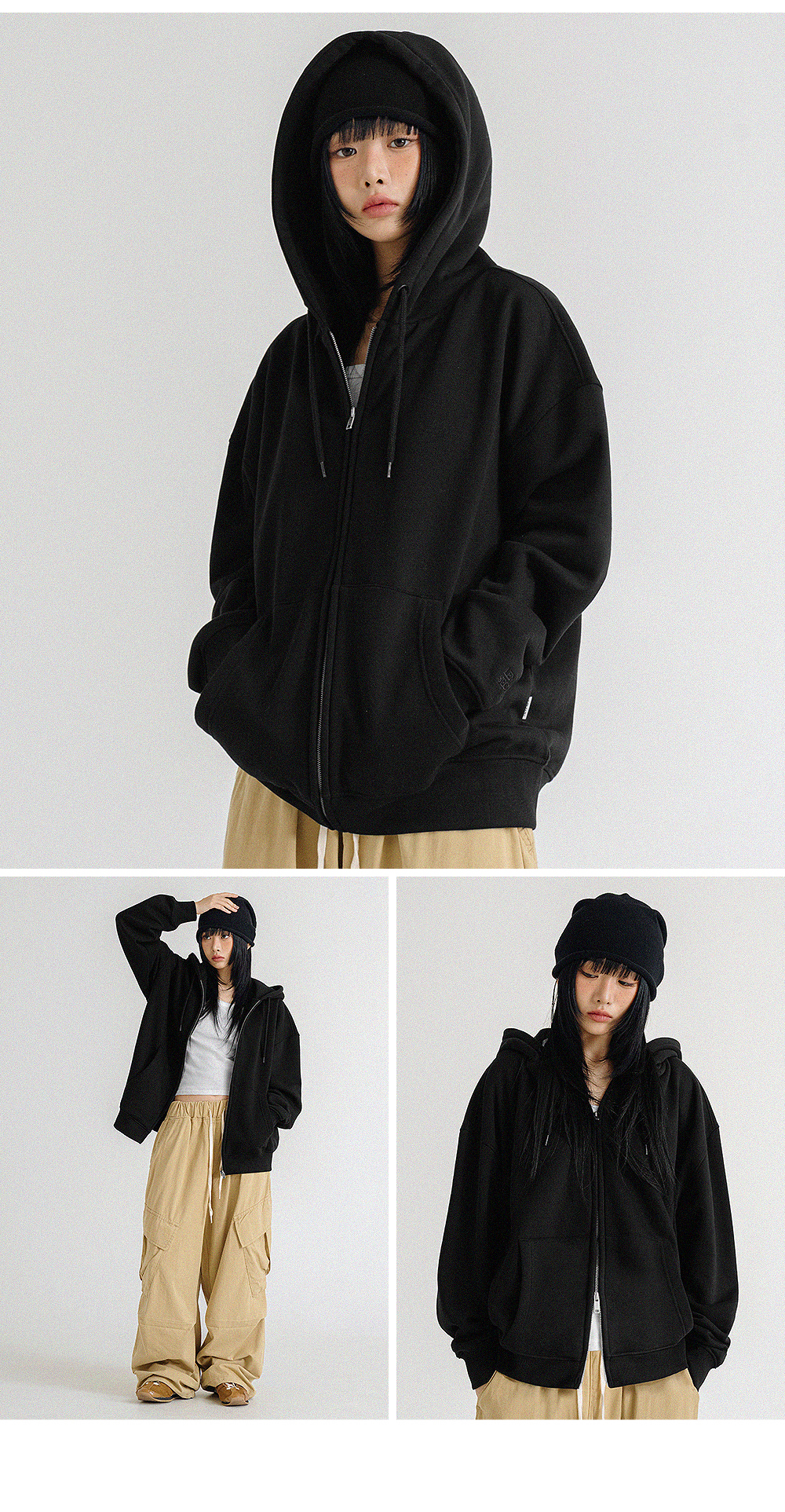 MUSINSA公式 | LEMAIN SECOND [2PACK] 2WAY OVERFIT SWEAT HOOD ZIP-UP