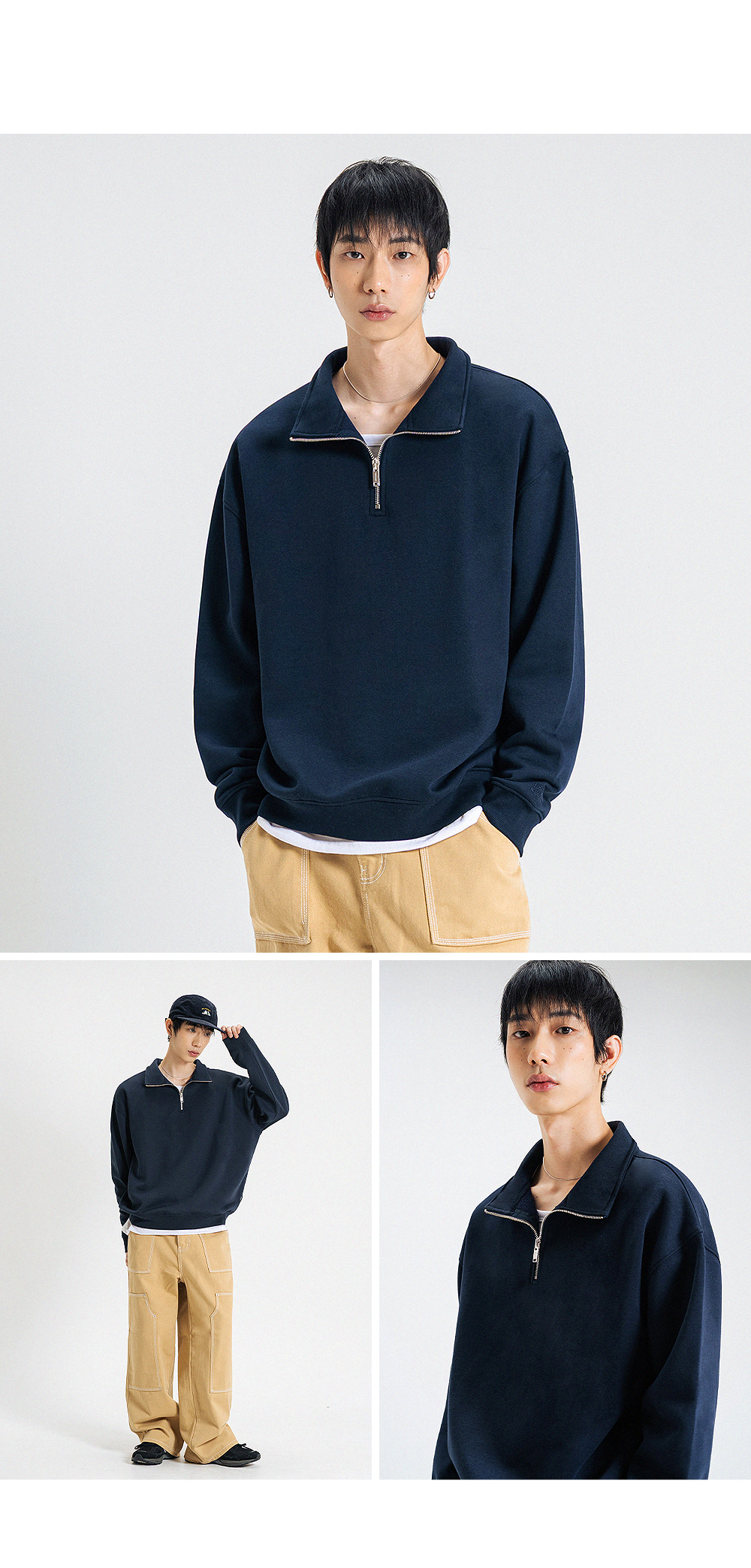 MUSINSA | LEMAIN SECOND [2PACK] OVERFIT HALF ZIP-UP COLLAR NECK