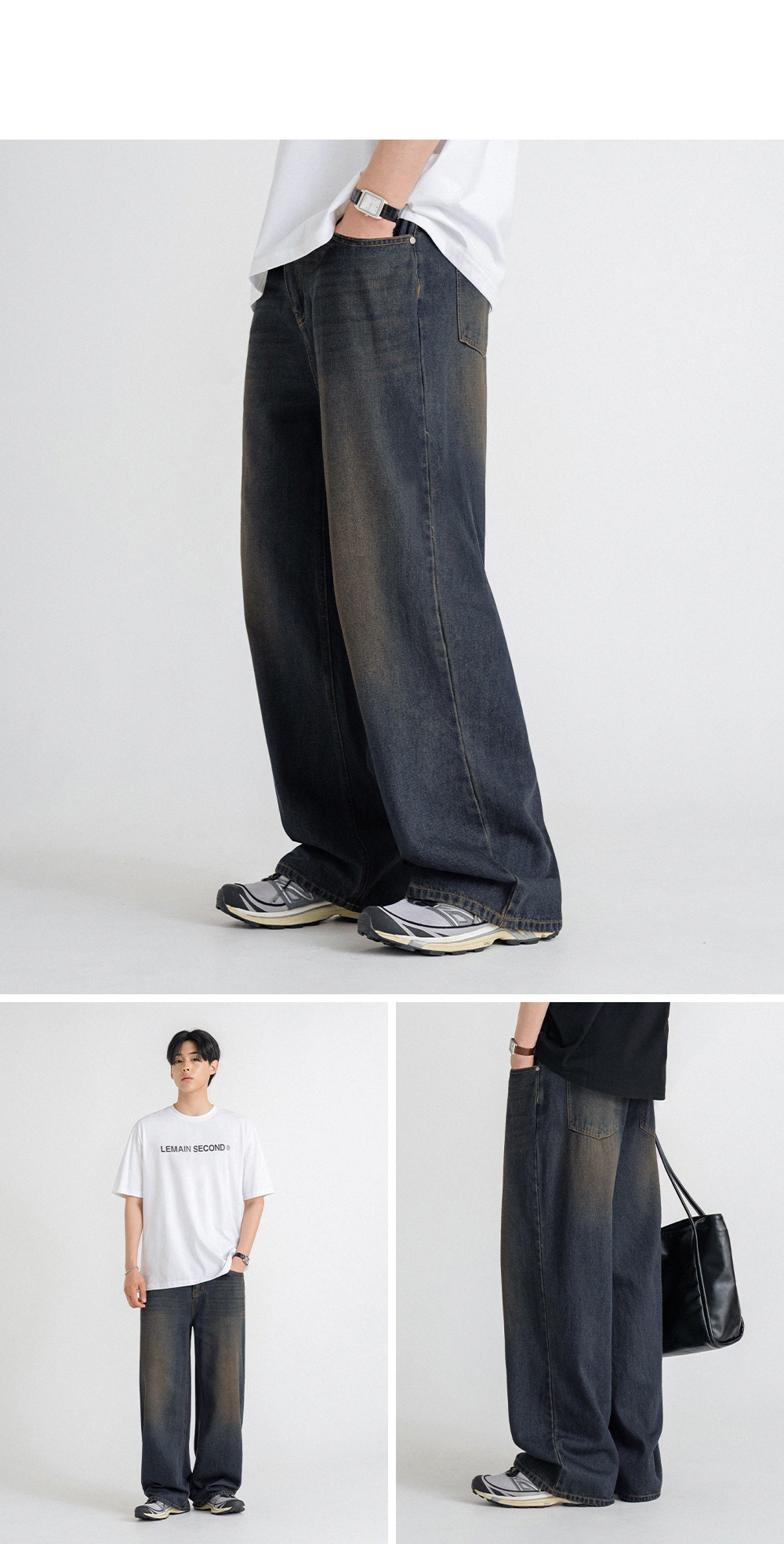【Anyone more】Rare Denim Washing Wide Pants MUSINSA | LEMAIN SECOND Vintage cat-washed wide denim pants
